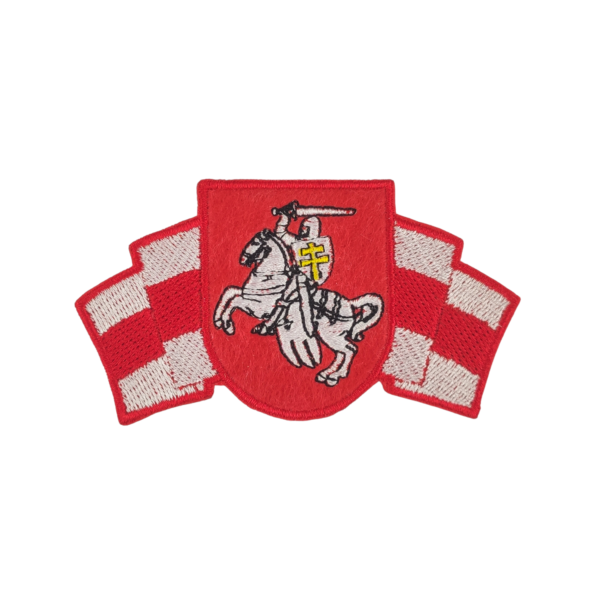 19789441.png Нашыўка вышытая з гербам «Пагоня» на тле бела-чырвона-белага сцяга