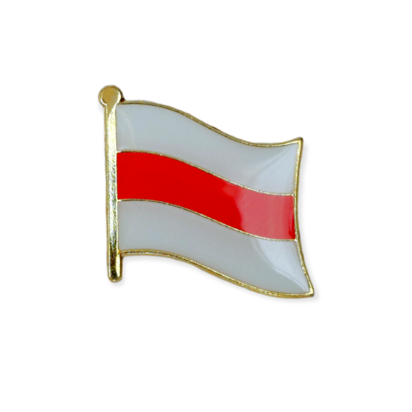 Значак металічны з бела-чырвона-белым сцягам