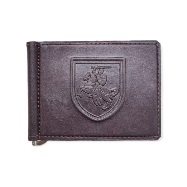 Заціск для грошай скураны з кішэнькай для манет з гербам «Пагоня»