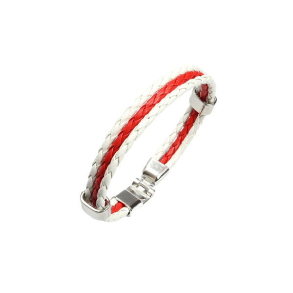 Бранзалет пляцёны з экаскуры бела-чырвона-белы