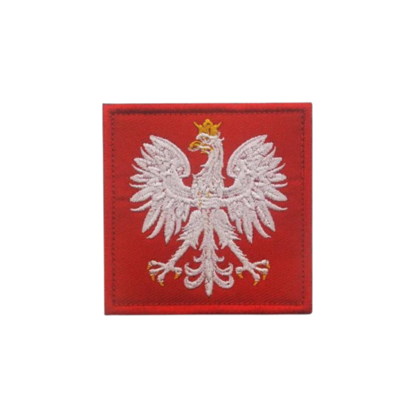 Нашыўка вышытая з гербам Польшчы на чырвоным фоне