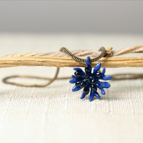 Кулон эмалевы «Валошка» з ланцужком бронзавага колеру