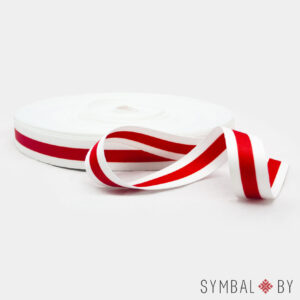 Стужка бела-чырвона-белая тканая