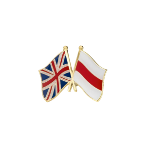 64374566.png Значак металічны падвоены з брытанскім і бела-чырвона-белым сцягам