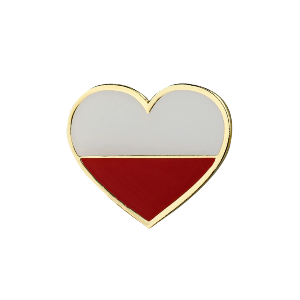 Значак металічны ў форме сэрца з польскім сцягам