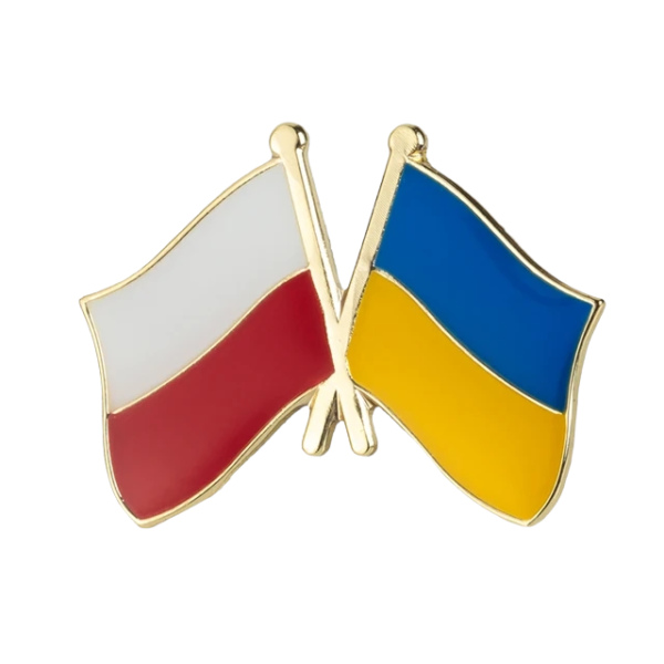 Значак металічны падвоены з польскім і ўкраінскім сцягам