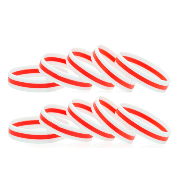 Бранзалет сіліконавы бела-чырвона-белы