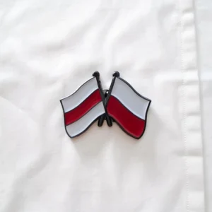Значак металічны падвоены з бела-чырвона-белым і польскім сцягам
